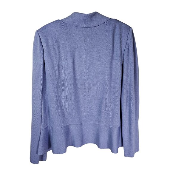 St. John Santana Knit Ruffled Open-Front Cardigan 16 Periwinkle Blue Soft Pastel - Picture 2 of 8